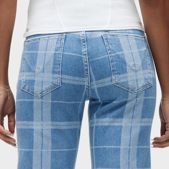 NEW HUDSON women Rosie High Rise Wide Leg Ankle Jeans in Plaid Indigo 825 7t3 - Picture 11 of 11